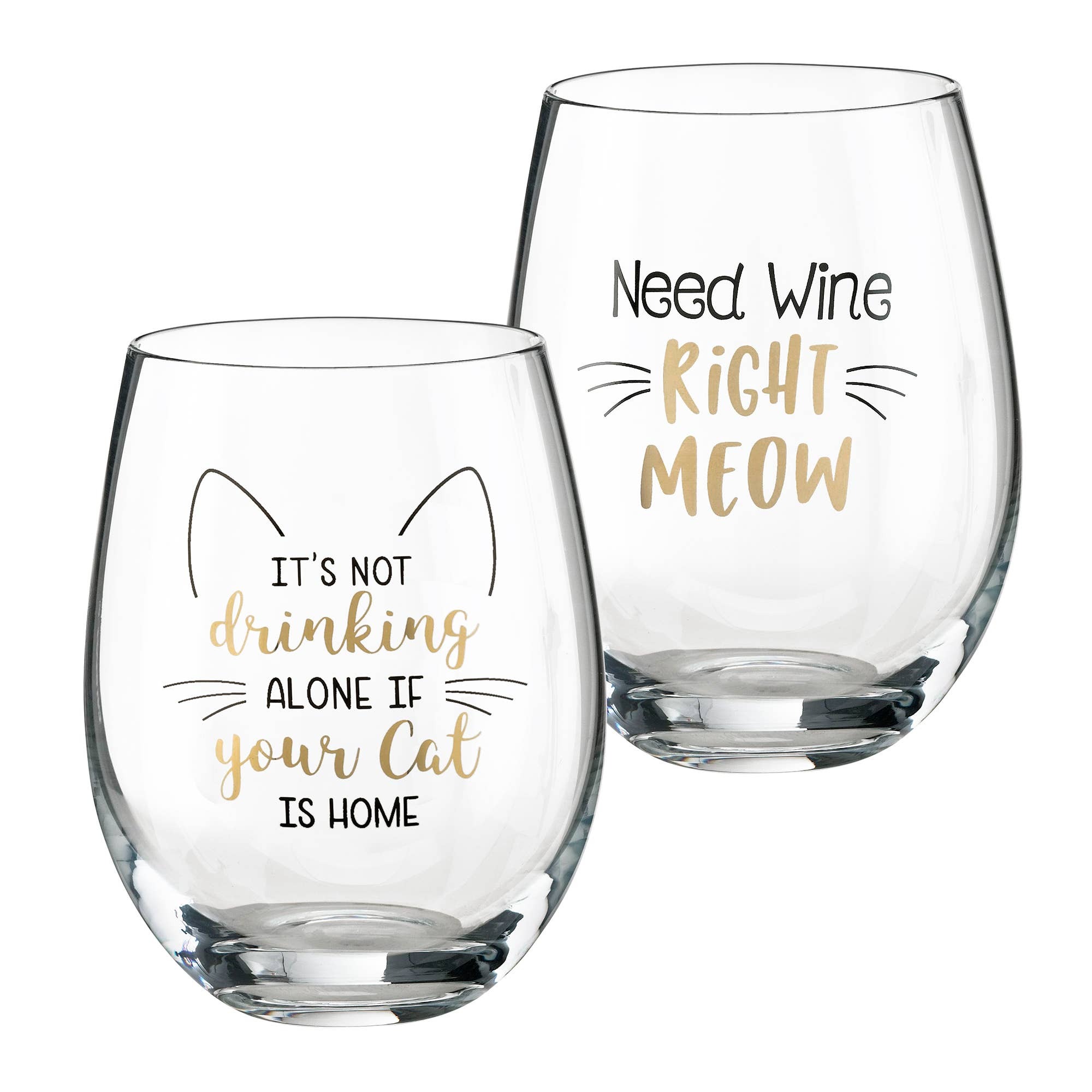 Lillian Rose - Lillian Rose 2 Cat Lover Wine Glasses with funny sayings |  Cambridge Market